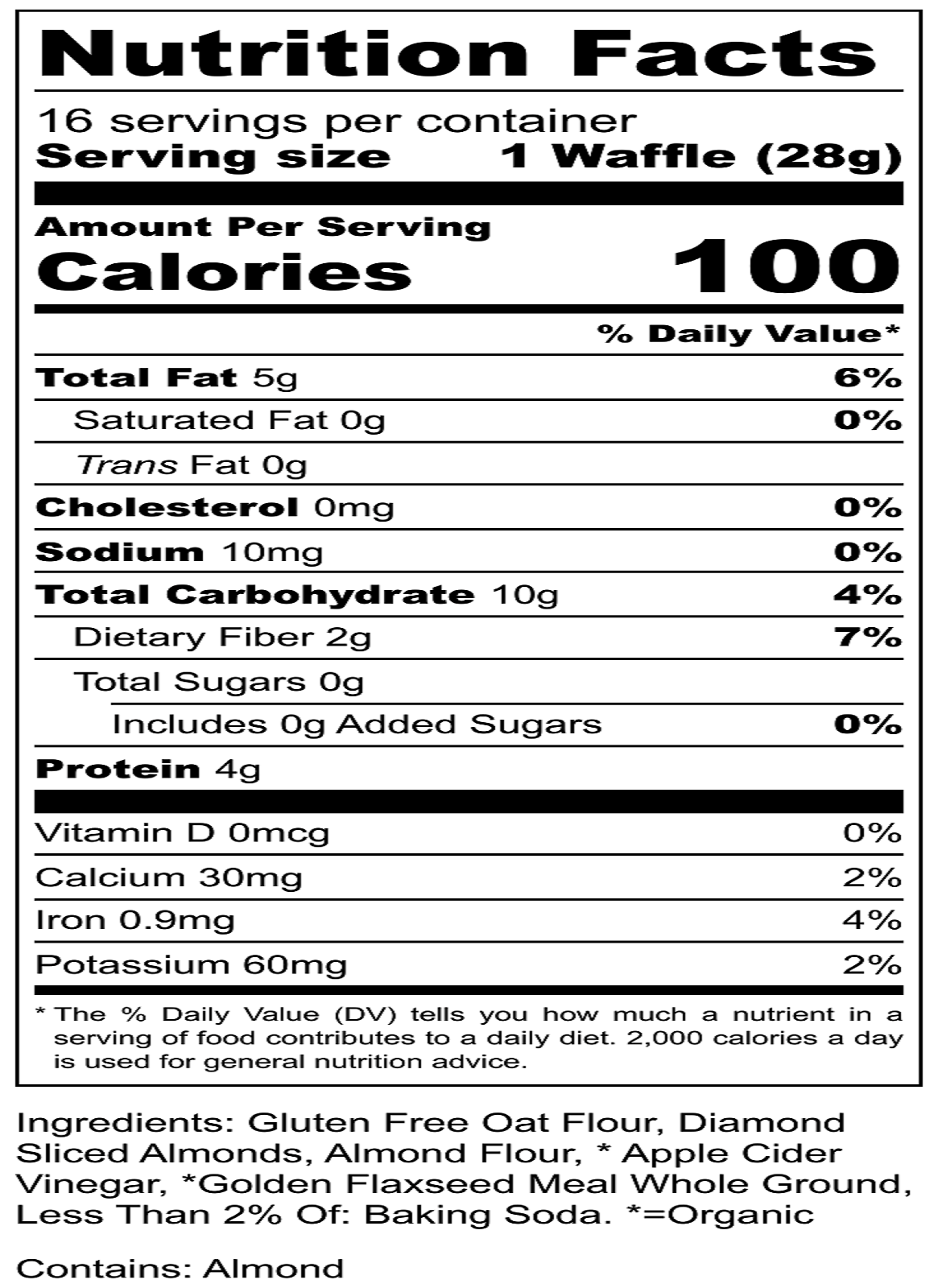 ALMOND Dry Mix for Waffles & Pancakes, Pouch of 14 to16 Servings