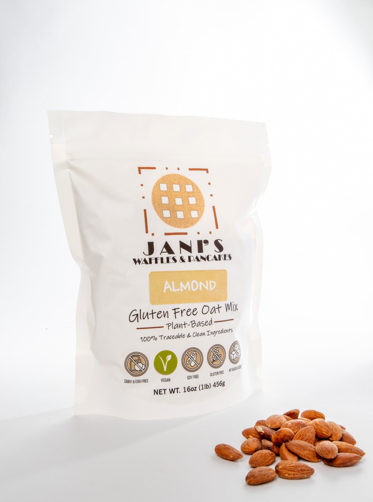16 oz Almond Dry Mix for Waffles & Pancakes, Gluten Free, Sugar Free and Plant Based