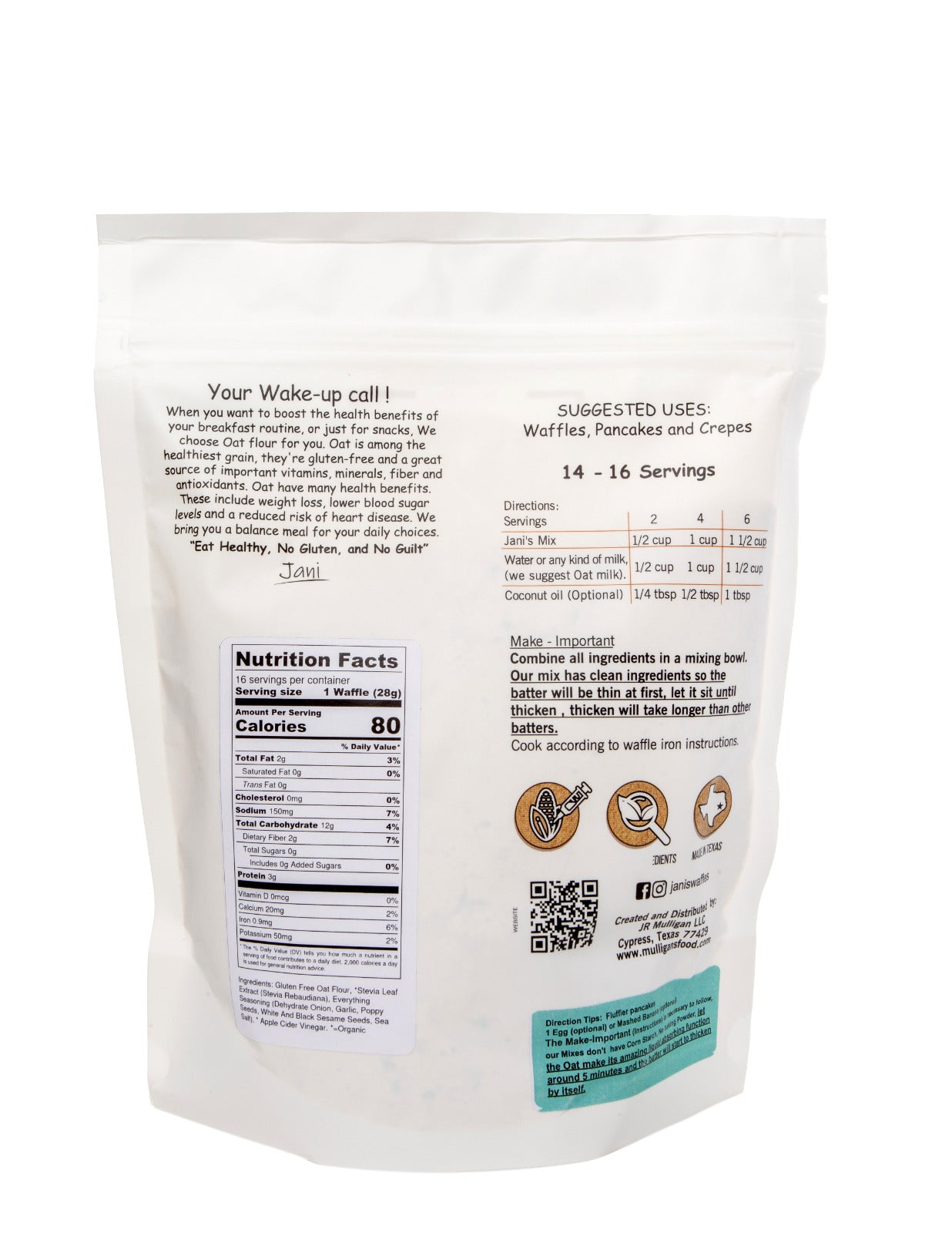 EVERYTHING Dry Mix for Waffles & Pancakes, Pouch of 14 to 16 Servings
